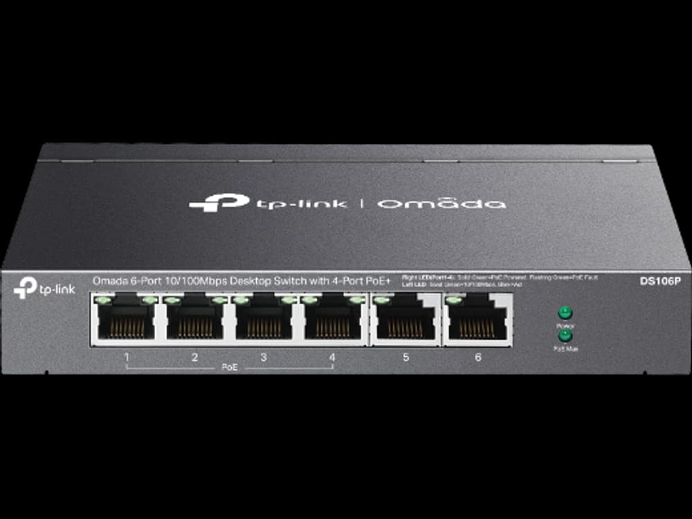 TP-Link DS106P DS106P Omada 6-埠10/100Mbps 非管理型桌上型交換器(含 4 埠 PoE+)